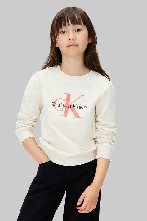 Дитяча бавовняна кофта Calvin Klein Jeans колір бежевий з принтом IU0IU00714