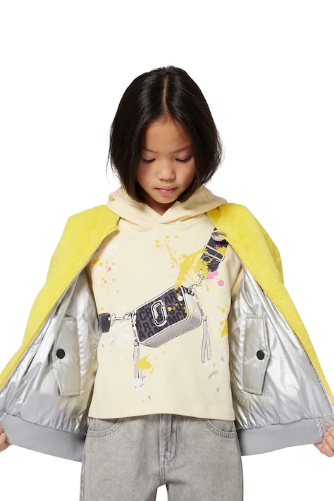 Дитяча бавовняна кофта Marc Jacobs колір жовтий з капюшоном візерунок W60573