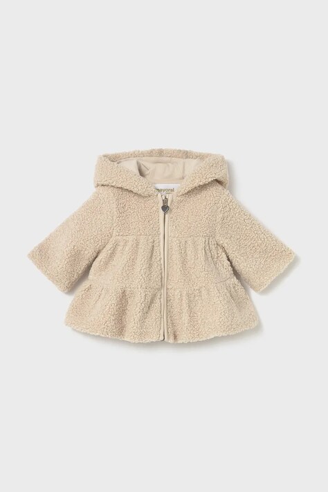 Mayoral Newborn bluză bebe culoarea bej, cu glugă, uni, 2413
