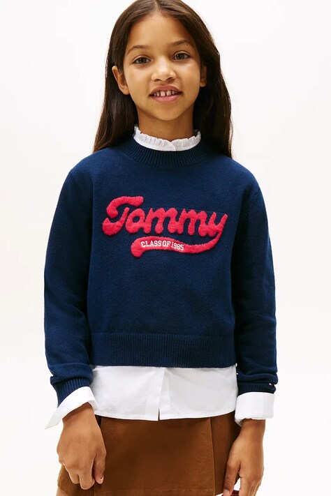 Tommy Hilfiger bluză copii culoarea bleumarin, uni, KG0KG08842
