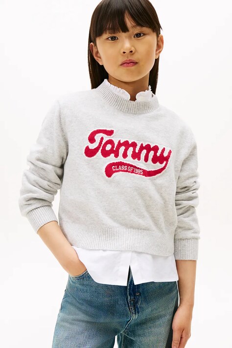 Tommy Hilfiger bluza dziecięca kolor szary gładka KG0KG08842