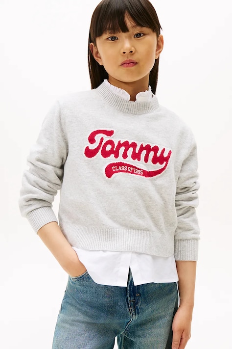 Детская кофта Tommy Hilfiger цвет серый однотонная KG0KG08842