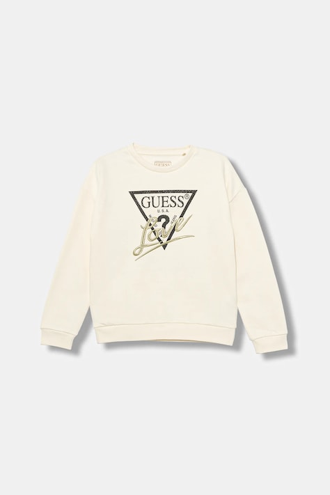 Дитяча бавовняна кофта Guess колір бежевий з аплікацією J5BQ04 KAV34
