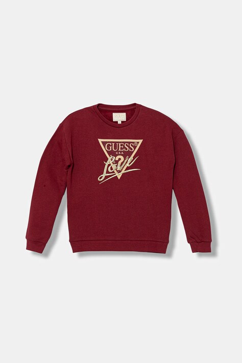 Guess bluza bawełniana dziecięca kolor czerwony z aplikacją J5BQ04 KAV34