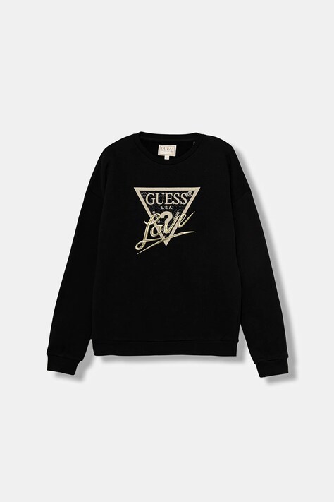 Детская хлопковая кофта Guess цвет чёрный с аппликацией J5BQ04 KAV34