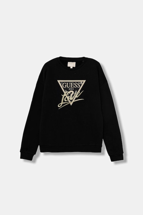 Παιδική βαμβακερή μπλούζα Guess χρώμα: μαύρο, J5BQ04 KAV34