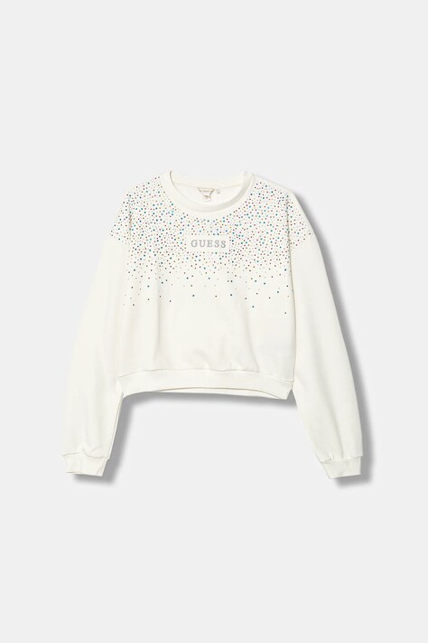 Guess bluza bawełniana dziecięca kolor beżowy z aplikacją J5BQ05 KAV34