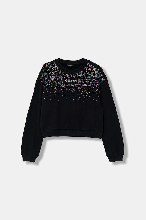 Детская хлопковая кофта Guess цвет чёрный с аппликацией J5BQ05 KAV34