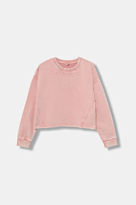 Guess bluza bawełniana dziecięca kolor różowy z aplikacją J5BQ22 KAV34