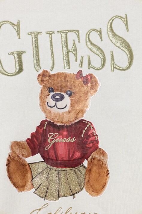 Guess bluza bawełniana dziecięca kolor beżowy wzorzysta K5BQ00 KAX74