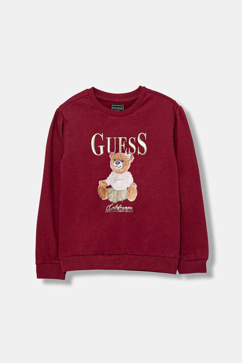 Guess bluza bawełniana dziecięca kolor bordowy wzorzysta K5BQ00 KAX74
