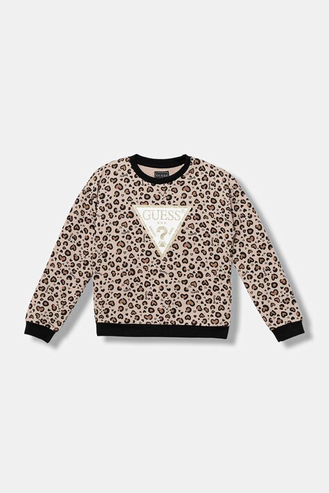 Guess bluza bawełniana dziecięca kolor beżowy wzorzysta K5BQ03 KAD74