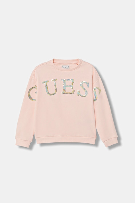 Guess hanorac de bumbac pentru copii culoarea roz, cu imprimeu, K5BQ04 KAD74