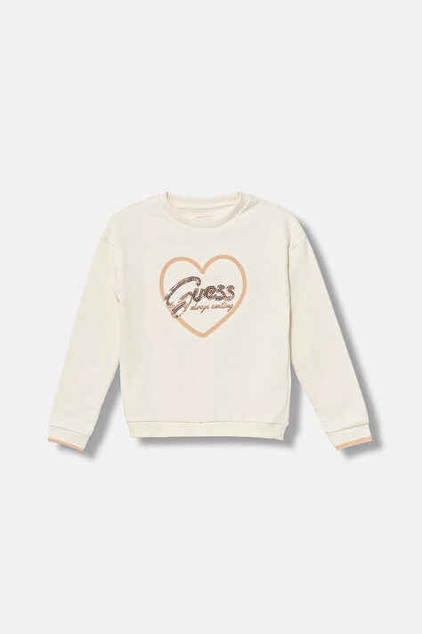 Guess bluza bawełniana dziecięca kolor beżowy wzorzysta K5BQ05 KAV34