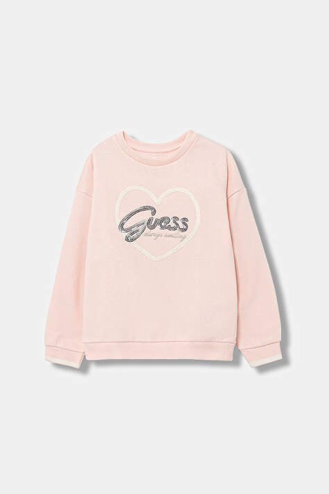 Guess bluza bawełniana dziecięca kolor różowy wzorzysta K5BQ05 KAV34