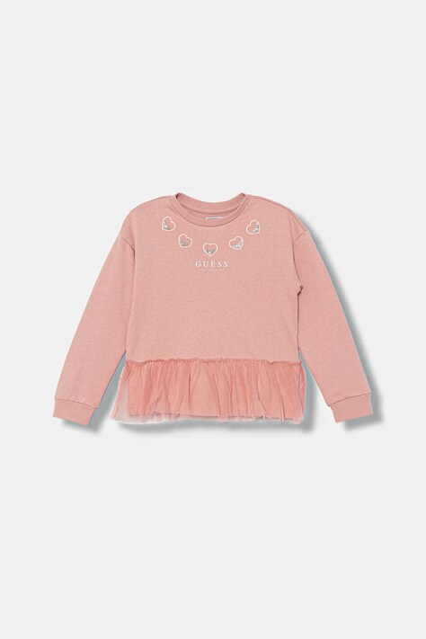 Guess bluza bawełniana dziecięca kolor różowy z aplikacją K5BQ07 KAD74