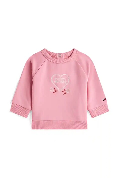 Tommy Hilfiger bluza niemowlęca z bawełną kolor różowy z aplikacją KN0KN02114