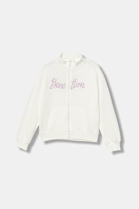 United Colors of Benetton bluza bawełniana dziecięca kolor biały z aplikacją 3J68C505D