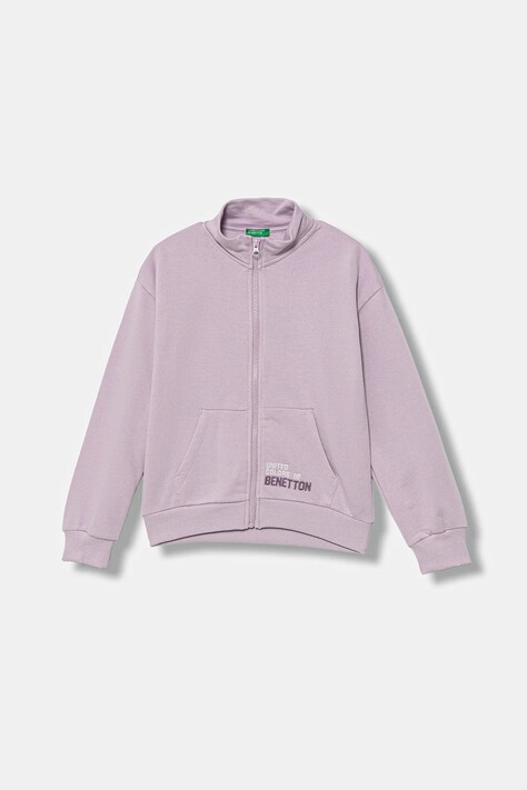 United Colors of Benetton bluza bawełniana dziecięca kolor fioletowy z aplikacją 3J68C505D