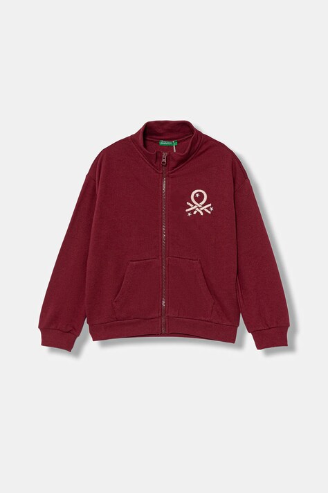 United Colors of Benetton bluza bawełniana dziecięca kolor bordowy z aplikacją 3J68C505D