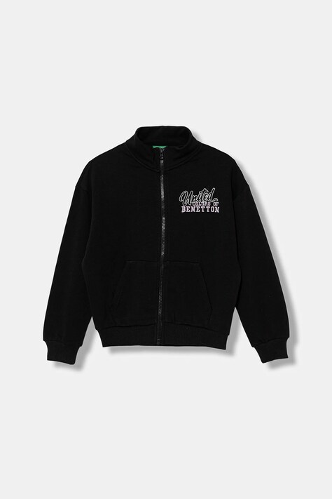 United Colors of Benetton bluza bawełniana dziecięca kolor czarny z aplikacją 3J68C505D