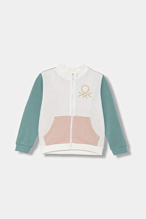United Colors of Benetton bluza bawełniana dziecięca kolor biały wzorzysta 3J70G503U