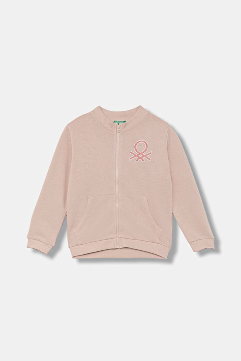 United Colors of Benetton hanorac de bumbac pentru copii culoarea roz, cu imprimeu, 3J70G503U