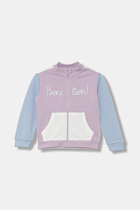 United Colors of Benetton bluza bawełniana dziecięca kolor różowy wzorzysta 3J70G503U