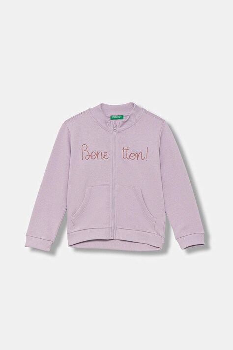 United Colors of Benetton bluza bawełniana dziecięca kolor fioletowy wzorzysta 3J70G503U