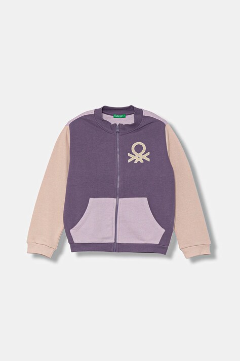 United Colors of Benetton bluza bawełniana dziecięca kolor fioletowy wzorzysta 3J70G503U
