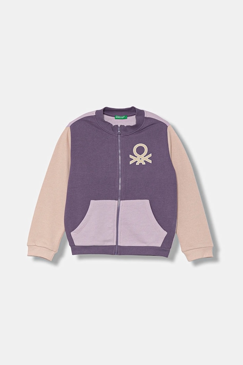 United Colors of Benetton hanorac de bumbac pentru copii culoarea violet, cu imprimeu, 3J70G503U