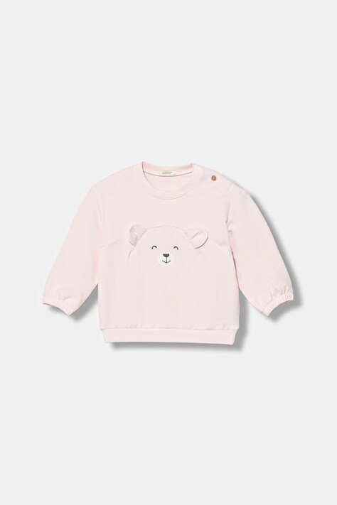 United Colors of Benetton bluza niemowlęca kolor różowy z aplikacją 3MDSA1061