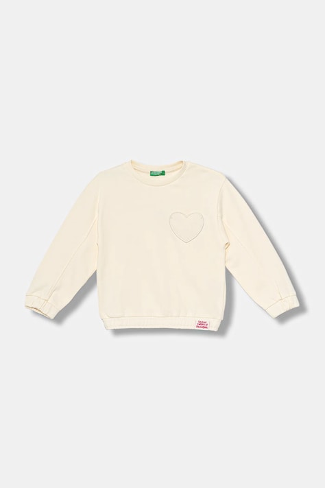 United Colors of Benetton hanorac de bumbac pentru copii culoarea bej, uni, 3NBMG10K2