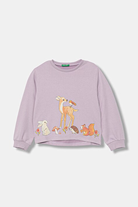 United Colors of Benetton bluza dziecięca kolor fioletowy z nadrukiem 3SNPG10KA