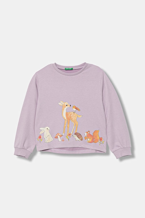 United Colors of Benetton bluză copii culoarea violet, cu imprimeu, 3SNPG10KA