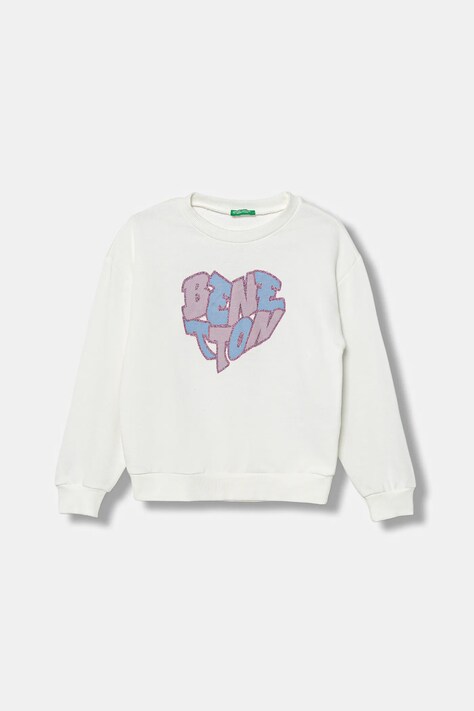 United Colors of Benetton bluza bawełniana dziecięca kolor beżowy wzorzysta 3J68C10Q0