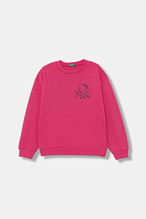 United Colors of Benetton bluza bawełniana dziecięca kolor różowy wzorzysta 3J68C10Q0