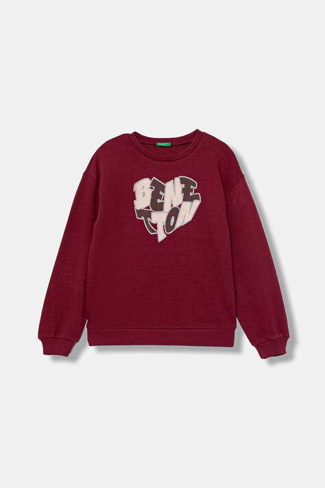 United Colors of Benetton bluza bawełniana dziecięca kolor bordowy wzorzysta 3J68C10Q0