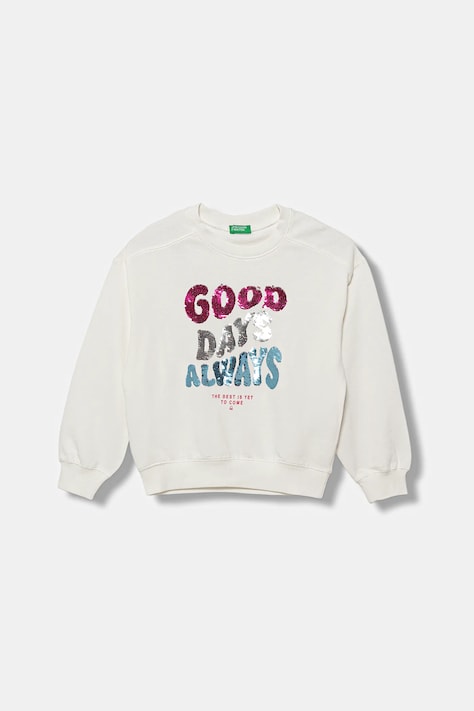 United Colors of Benetton bluza bawełniana dziecięca kolor biały z aplikacją 3J68C10QI