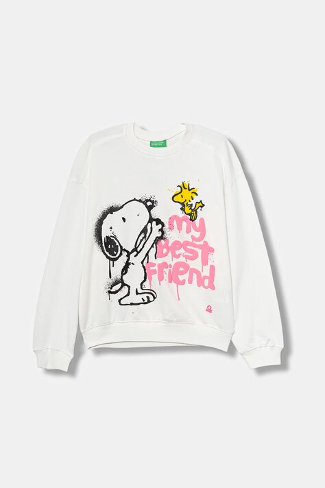 Детская хлопковая кофта United Colors of Benetton цвет бежевый с принтом 3J70C10R3