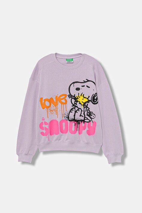 Dětská bavlněná mikina United Colors of Benetton fialová barva, s potiskem, 3J70C10R3