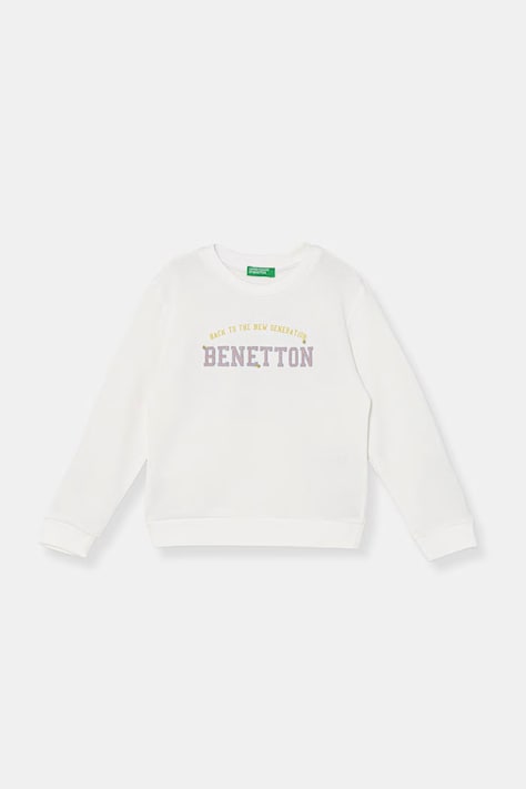 United Colors of Benetton hanorac pentru copii din bumbac alb