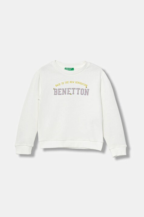 United Colors of Benetton bluza bawełniana kolor biały z nadrukiem 3J70G10JR