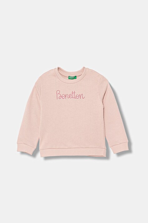 United Colors of Benetton bluza bawełniana kolor różowy z nadrukiem 3J70G10JR