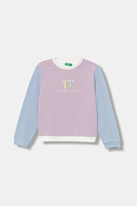United Colors of Benetton bluza bawełniana kolor różowy z nadrukiem 3J70G10JR