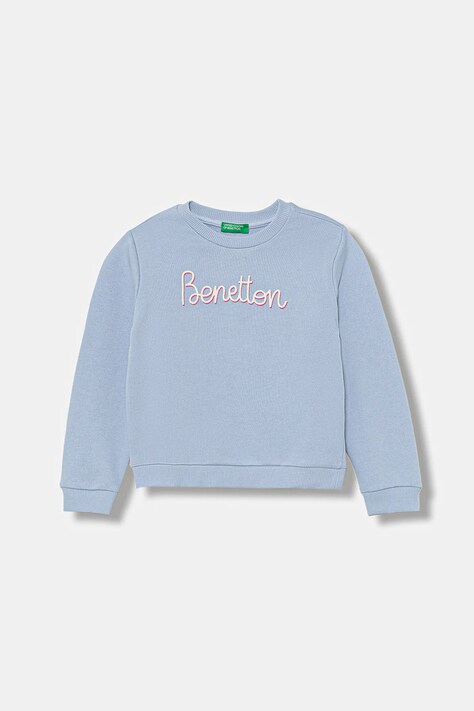United Colors of Benetton bluza bawełniana kolor niebieski z nadrukiem 3J70G10JR