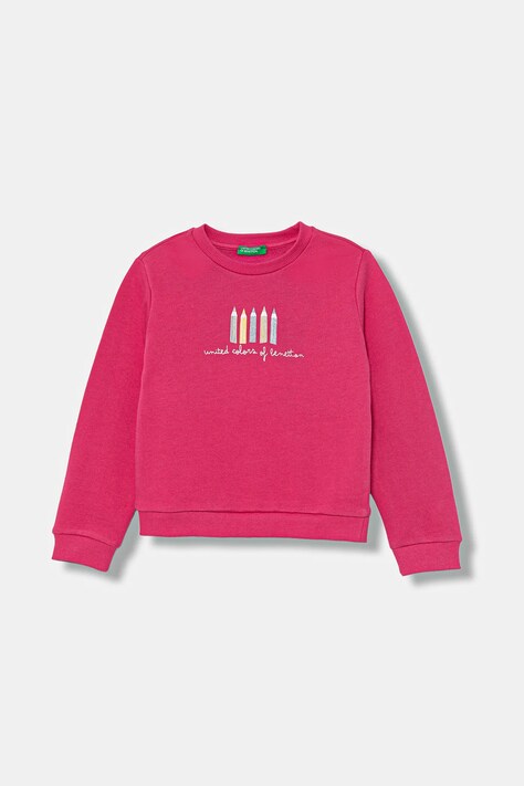 United Colors of Benetton bluza bawełniana kolor różowy z nadrukiem 3J70G10JR