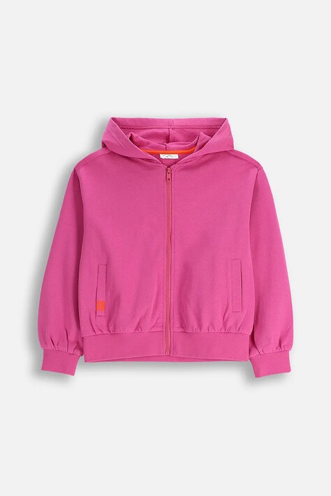 Coccodrillo bluza bawełniana dziecięca kolor różowy z kapturem z nadrukiem EVERYDAY GIRL A
