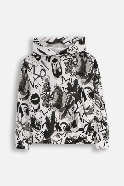 Coccodrillo bluza dziecięca kolor multicolor z kapturem wzorzysta CRAFT PUNK GIRL JUNIOR