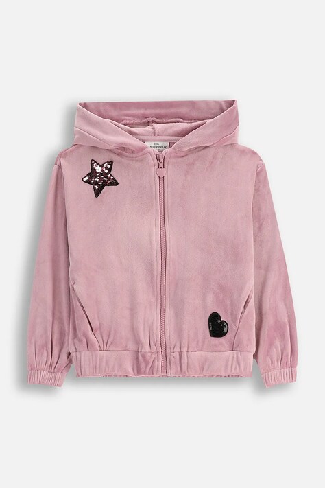 Detská mikina Coccodrillo ružová farba, s kapucňou, jednofarebná, CRAFT PUNK GIRL KIDS